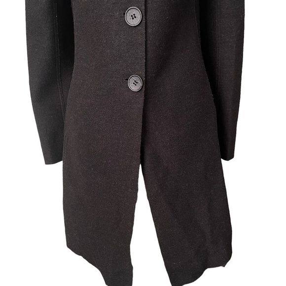 KUNA Ibis Coat Wool Alpaca Black Long Sleeve Button Front Lightweight Coat - Picture 5 of 13